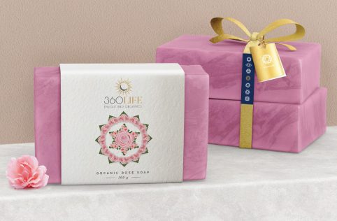 360 life organics soap packaging design