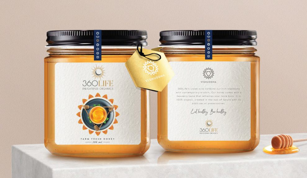 360 Life Organics Fresh Honey Packaging design