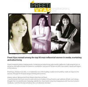 Yet another accolade for Preeti Vyas